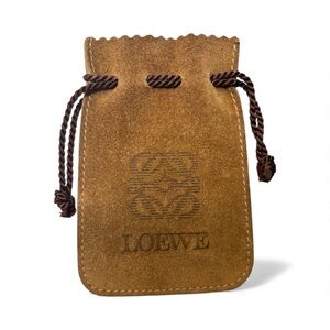 Vintage EUC Loewe Tan Suede Tiny Drawstring Pouch Travel Jewelry